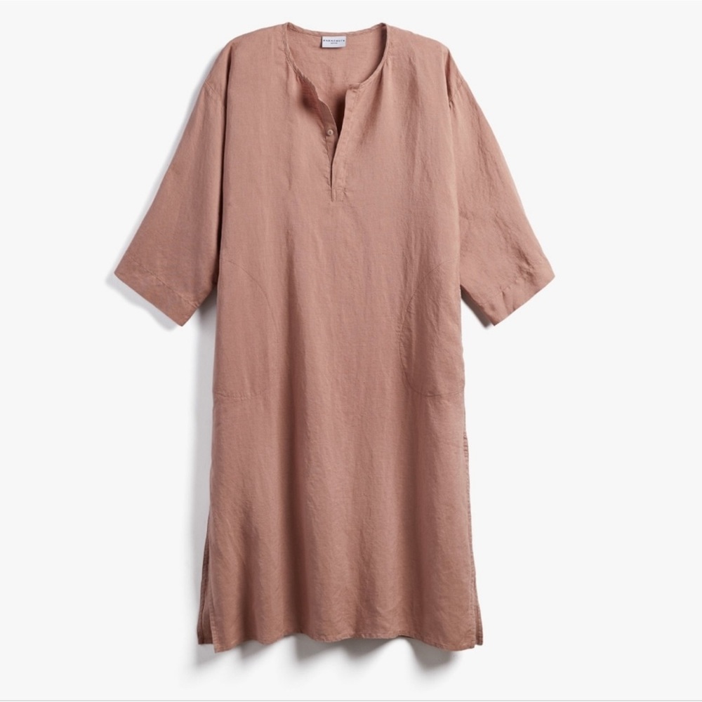 Parachute Mauve Dirty Rose  Long-Sleeve Linen Housedress Tunic Oversized